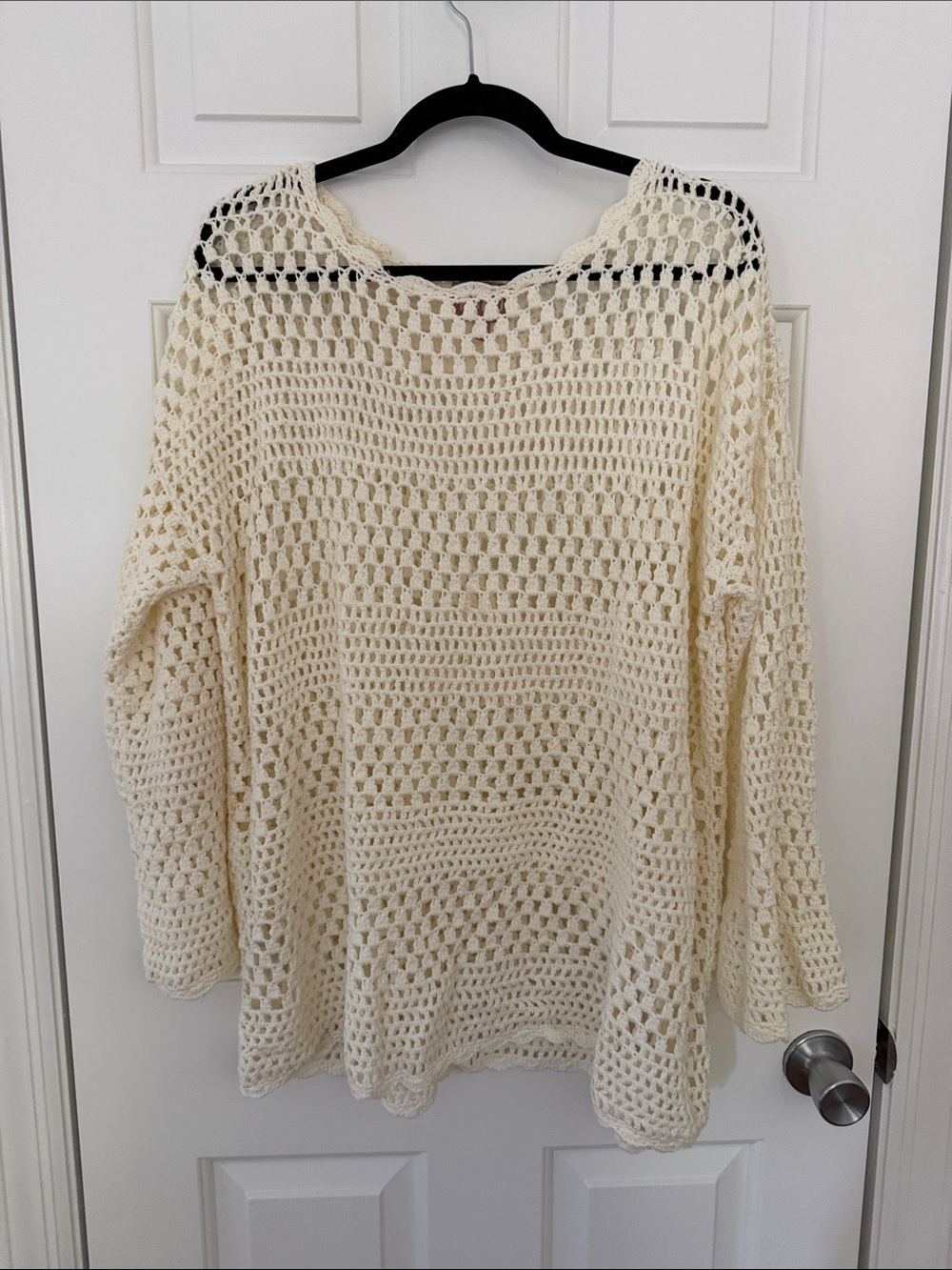 Show Me Your MuMu Cream Open-Weave Crochet Sweater